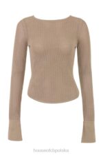 House of CB Taupe Długi Rękaw Top Savannah Modna Odzież - Image 10