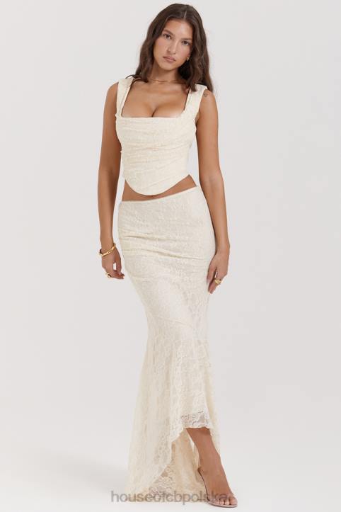 House of CB Therese Kremowa Koronkowa Spódnica Maxi Vintage Elegancja - Image 1