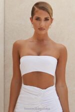 House of CB Top bandeau z białego lnu Tanice modna odzież na każdą okazję - Image 12