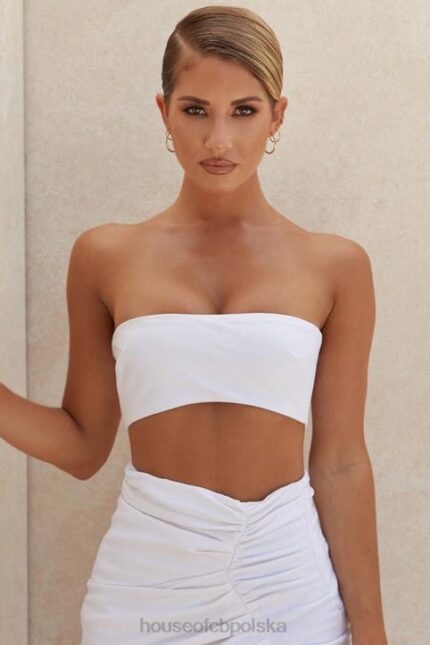 House of CB Top bandeau z białego lnu Tanice modna odzież na każdą okazję