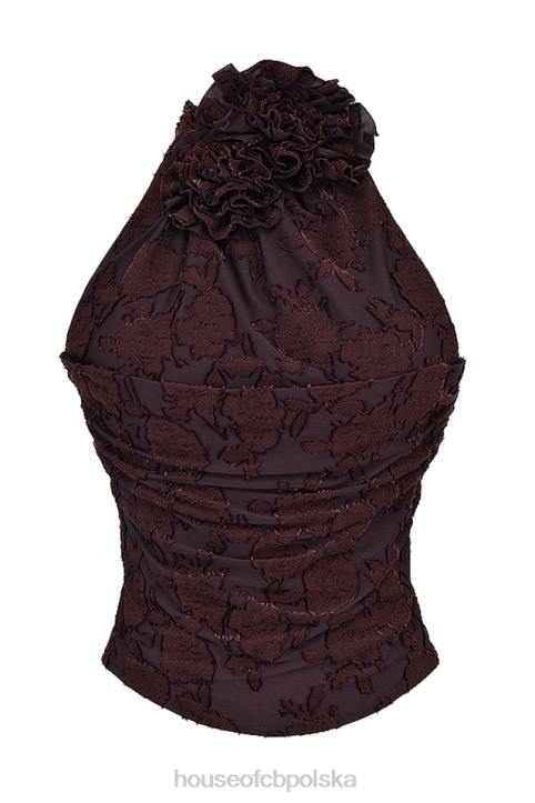 House of CB Top wiązany na szyi kolor kakao stylowy i elegancki - Image 12