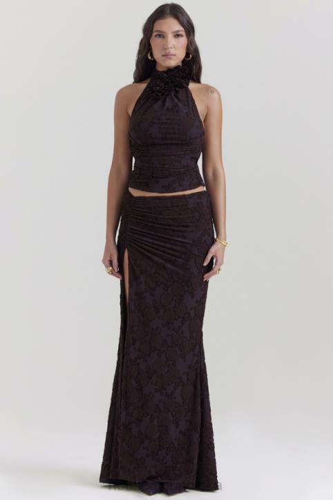 House of CB Top wiązany na szyi kolor kakao stylowy i elegancki - Image 5