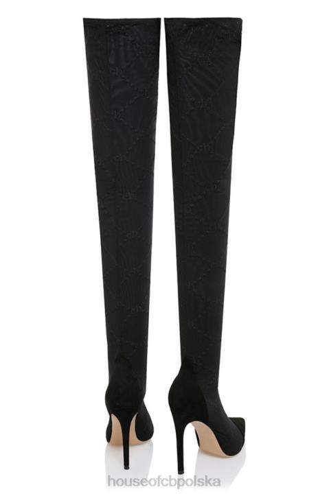 House of CB Urokliwe czarne siateczkowe buty za udo z monogramem - Image 5