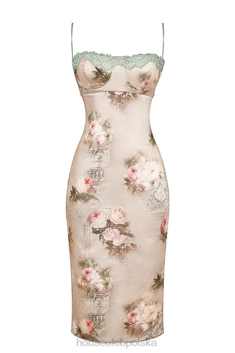 House of CB Venus vintage sukienka midi w kwiaty w kolorze pastelowym - Image 7