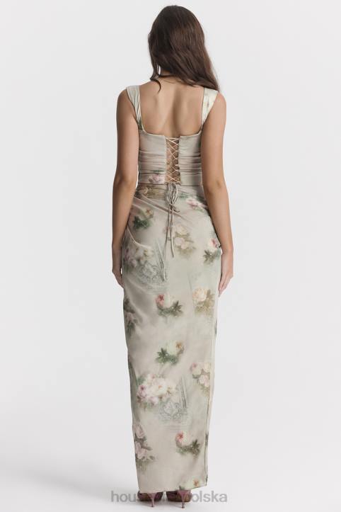 House of CB Vesper Vintage Kwiatowa Spódnica Maxi w Kolorze Niebieskim - Image 11