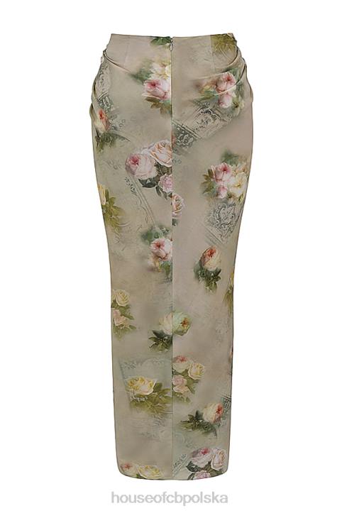 House of CB Vesper Vintage Kwiatowa Spódnica Maxi w Kolorze Niebieskim - Image 5