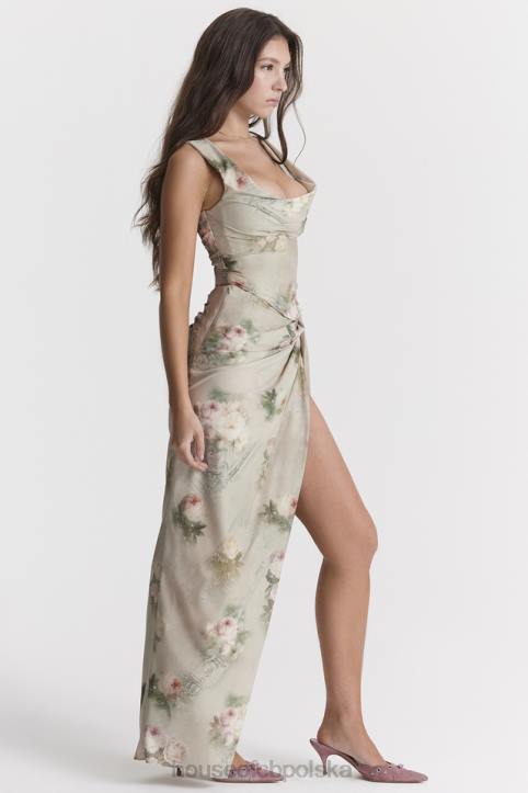 House of CB Vesper Vintage Kwiatowa Spódnica Maxi w Kolorze Niebieskim - Image 10