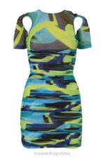 House of CB wielokolorowa sukienka mini z marszczoną siateczką Letitia modny styl na każdą okazję - Image 7