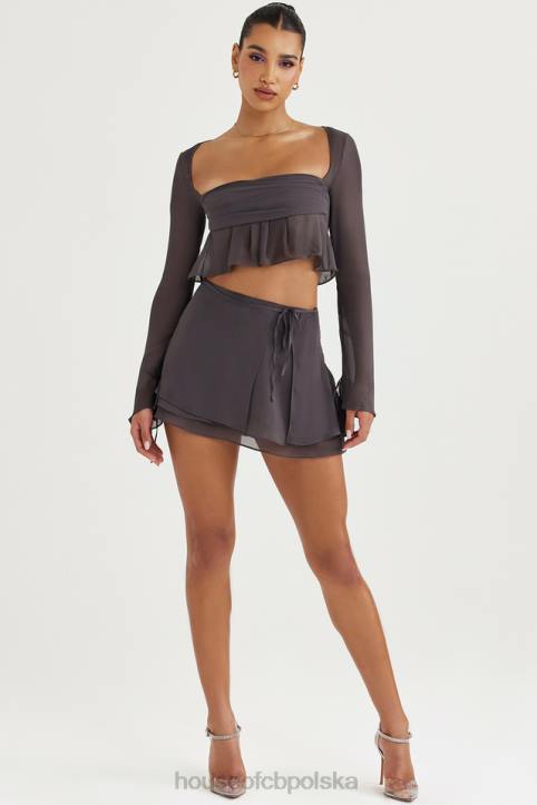 House of CB Zwiewna Mini Spódnica Clarice Shadow Trendy Modne Odzież - Image 8