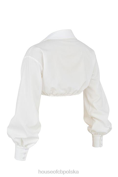 House of CB Mistress Rocks z listy życzeń Biała, krótka koszula z rękawami balonowymi i braletką 4PND739 odzież