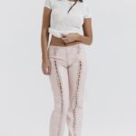 Elliot Peach Vegan Skórzane Spodnie Różowe Modne i Stylowe