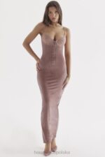 House of CB Aksamitna Sukienka Midi Róż Azalia Stylowa Moda Kobieca - Image 8