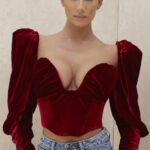 House of CB Aksamitny Gorset Długi Rękaw Valerie Winny elegancki styl