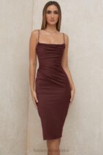 House of CB Anja Raisin Midi Sukienka Gorsetowa Satynowa Elegancka - Image 11