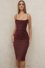House of CB Anja Raisin Midi Sukienka Gorsetowa Satynowa Elegancka - Image 13