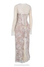 House of CB Artemis kremowa sukienka maxi koronkowa vintage stylizacja - Image 9