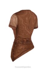House of CB Asymetryczny T-shirt Claudie Kakaowy Wir odzież modowa - Image 8