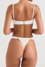 House of CB Biała Marszczona Góra Bikini Kolor Kości Słoniowej - Image 6