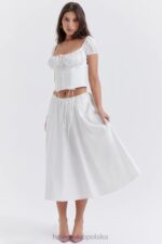 House of CB biała marszczona midi spódnica elegancka na każdą okazję - Image 11