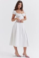 House of CB biała marszczona midi spódnica elegancka na każdą okazję - Image 13
