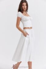 House of CB biała marszczona midi spódnica elegancka na każdą okazję - Image 14