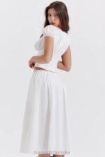 House of CB biała marszczona midi spódnica elegancka na każdą okazję - Image 16
