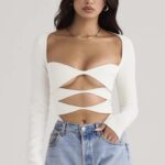 House of CB Białe body z wycięciem Danica Stylowe Odzieżowe Must Have