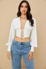 House of CB Biały Gorset Sznurowany Mirabelle Modny Styl - Image 7