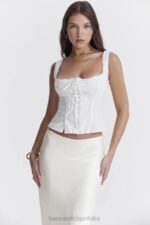House of CB Biały haftowany top Juana elegancki styl 4PND676 - Image 11