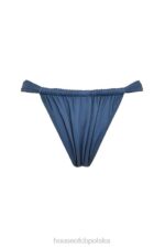 House of CB Bikini Dół Marszczony Głęboki Błękit Wysokie Nogawki - Image 6