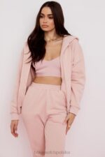 House of CB Bluza z kapturem burzowy róż z zamkiem błyskawicznym modna odzież damska - Image 5