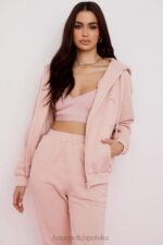 House of CB Bluza z kapturem burzowy róż z zamkiem błyskawicznym modna odzież damska - Image 6