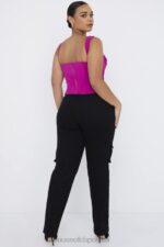 House of CB Breanna czarne sznurowane spodnie cargo stylowe i wygodne - Image 9