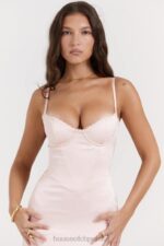 House of CB Brzoskwiniowa Gorsetowa Sukienka Maxi Elegancka Modna - Image 7