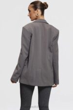 House of CB Ciemnoszara Oversize Aline Marynarka Trendy Modne Okrycie - Image 5