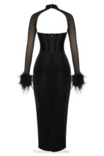 House of CB Czarna Aksamitna Maxi Sukienka Gorsetowa Thalia - Image 12