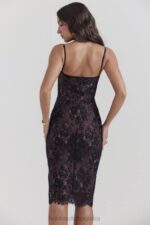 House of CB Czarna koronkowa sukienka midi elegancka na każdą okazję - Image 10