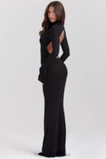 House of CB Czarna Maxi Sukienka Dzianinowa Sancha Trendy Modna - Image 10