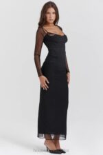 House of CB Czarna Maxi Sukienka Katariny Stylowa Modna Elegancka - Image 6