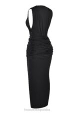 House of CB Czarna Maxi Sukienka Larelle z Głębokim Dekoltem - Image 6