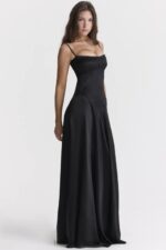 House of CB Czarna Maxi Sukienka Sznurowana Anabella Trendy Modne - Image 12