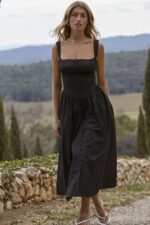 House of CB Czarna Midi Sukienka Tatiana Stylowa Moda - Image 2