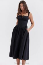 House of CB Czarna Midi Sukienka Tatiana Stylowa Moda - Image 13