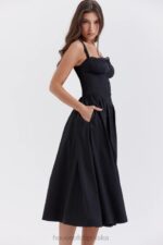 House of CB Czarna Midi Sukienka Tatiana Stylowa Moda - Image 18