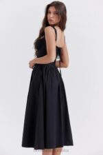 House of CB Czarna Midi Sukienka Tatiana Stylowa Moda - Image 3