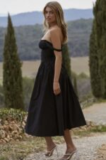 House of CB Czarna Midi Sukienka Tatiana Stylowa Moda - Image 5