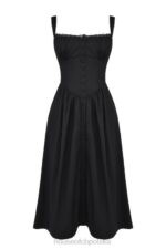 House of CB Czarna Midi Sukienka Tatiana Stylowa Moda - Image 8