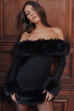 House of CB Czarna Mini Sukienka Keilani Stylowy Elegancki Must Have - Image 2