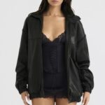 House of CB Czarna oversize kurtka bomber Larissa skóra wegańska trendy moda