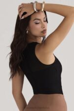 House of CB Czarne bandażowe body Chiara bez rękawów eleganckie i modne - Image 7